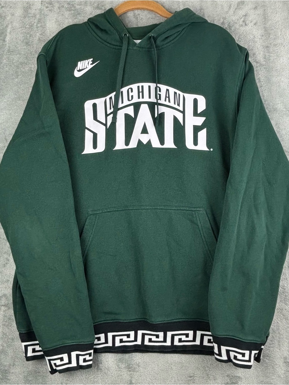 Nike Michigan State Spartans Hoodie Men XL Green White Sweatshirt Pocket College